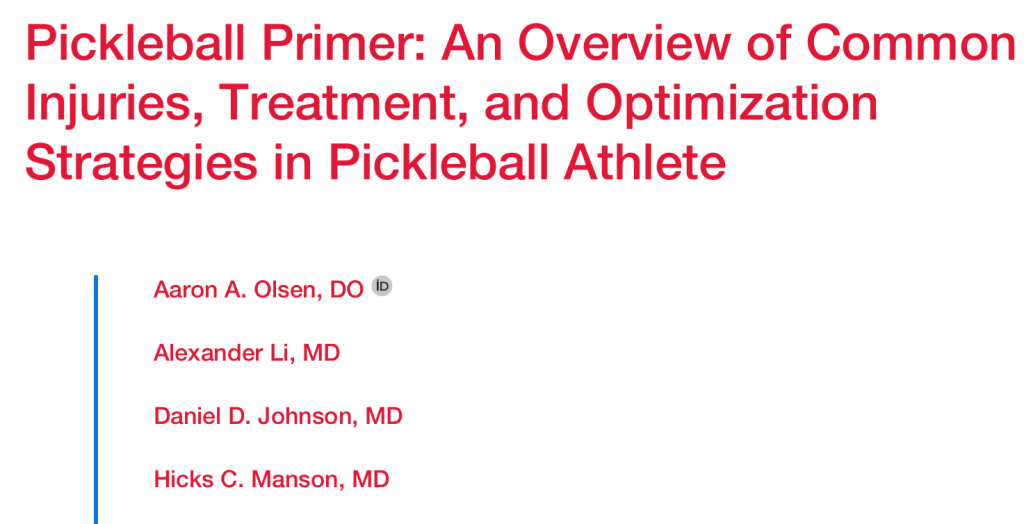 pickleball abstract article injuries